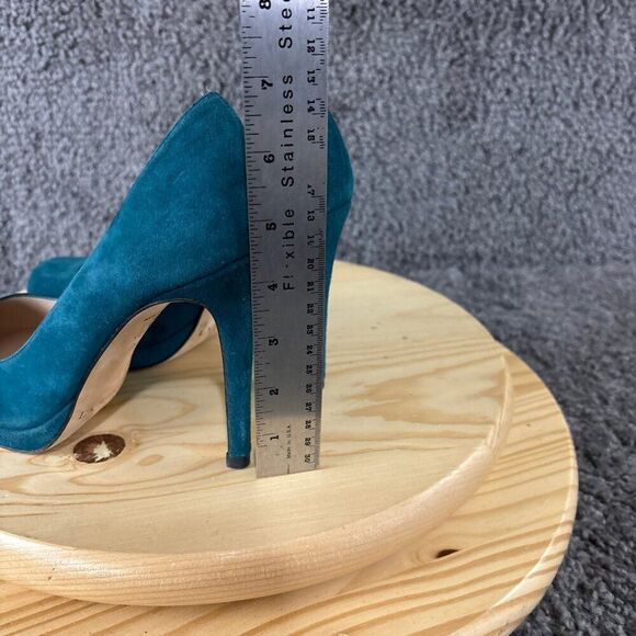 LK Bennett Suede Pumps Womens 9 Blue Slip On Round Toe Stiletto Made in Spain - Picture 6 of 10